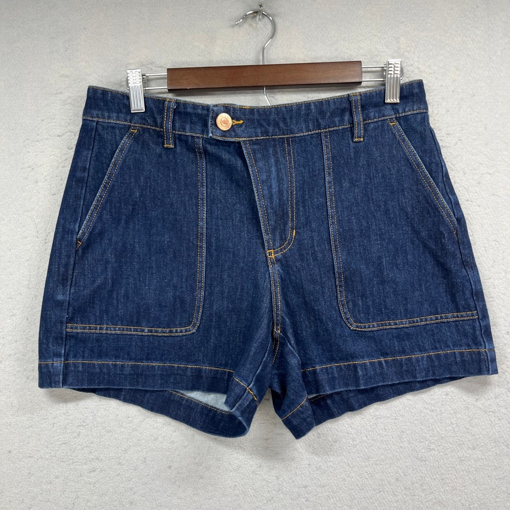 Cabi Jeans Shorts Womens 6 Blue Denim High Rise Patch Pocket Casual Summer Mom